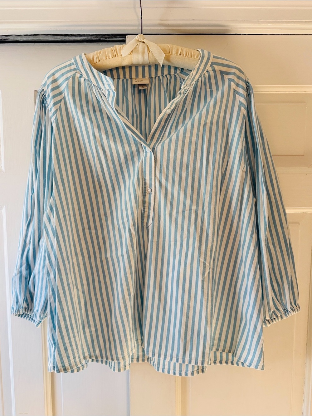 A New Day Striped Blue & White Women’s Popover Blouse
